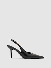 Reiss Maya Leather Hardware-Detail Mid-Heel Court Shoes - 5의 이미지 2