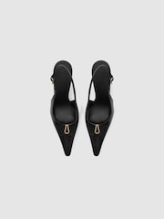 Reiss Maya Leather Hardware-Detail Mid-Heel Court Shoes - 5의 이미지 3