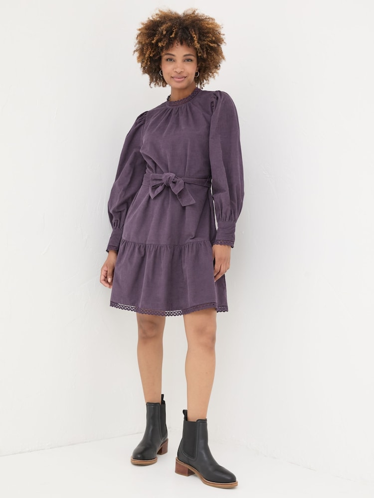 FatFace Dark Purple Adley Cord 100% Cotton Dress - Image 1 of 6