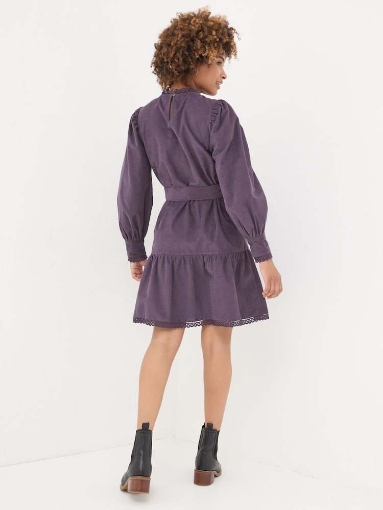 FatFace Dark Purple Adley Cord 100% Cotton Dress - Image 2 of 6