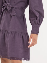 FatFace Dark Purple Adley Cord 100% Cotton Dress - Image 5 of 6