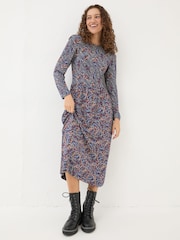 FatFace Fia Dark Navy Batik Dress - Image 1 of 5
