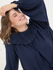 FatFace Dark Navy Mika Jacquard Dress - Image 10 of 12