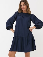 FatFace Dark Navy Mika Jacquard Dress - Image 3 of 12