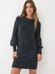 FatFace Dark Navy Eden Knit Dress - Image 1 of 6