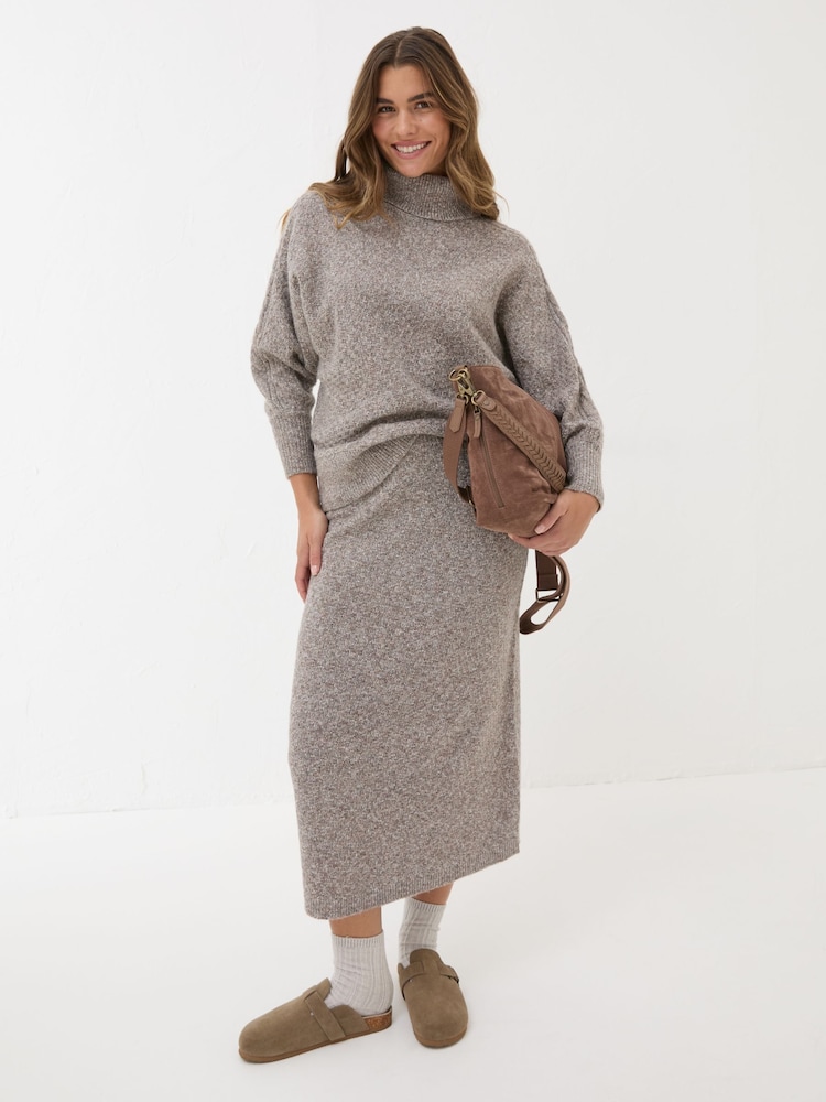 FatFace Oatmeal Knitted Skirt - Image 1 of 5
