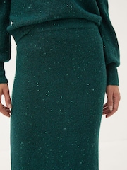 FatFace Teal Blue Sequin Knit Skirt - Image 4 of 6