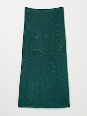 FatFace Teal Blue Sequin Knit Skirt - Image 5 of 6