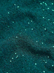 FatFace Teal Blue Sequin Knit Skirt - Image 6 of 6