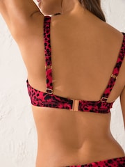 Red Leopard Ruched Crop Bikini Top - Image 5 of 8