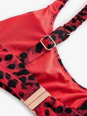 Red Leopard Ruched Crop Bikini Top - Image 8 of 8