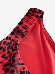 Red Leopard Ruched Tanga High Leg Bikini Bottoms - Image 8 of 8
