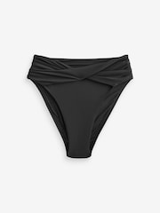 Noir - Bas de bikini taille haute drapé - Image 5 of 8