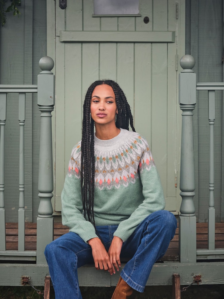 FatFace Light Teal Esther Jumper - Image 1 of 7