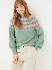 FatFace Light Teal Esther Jumper - Image 2 of 7