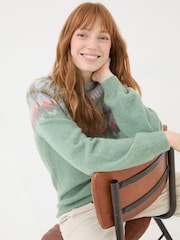 FatFace Light Teal Esther Jumper - Image 4 of 7