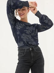 FatFace Dark Navy Dark Skies Jacquard Jumper - Image 1 of 5