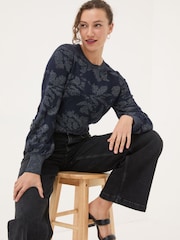 FatFace Dark Navy Dark Skies Jacquard Jumper - Image 4 of 5