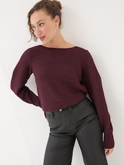 FatFace Red Lara Sparkle Jumper - Image 1 of 5