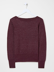 FatFace Red Lara Sparkle Jumper - Image 5 of 5