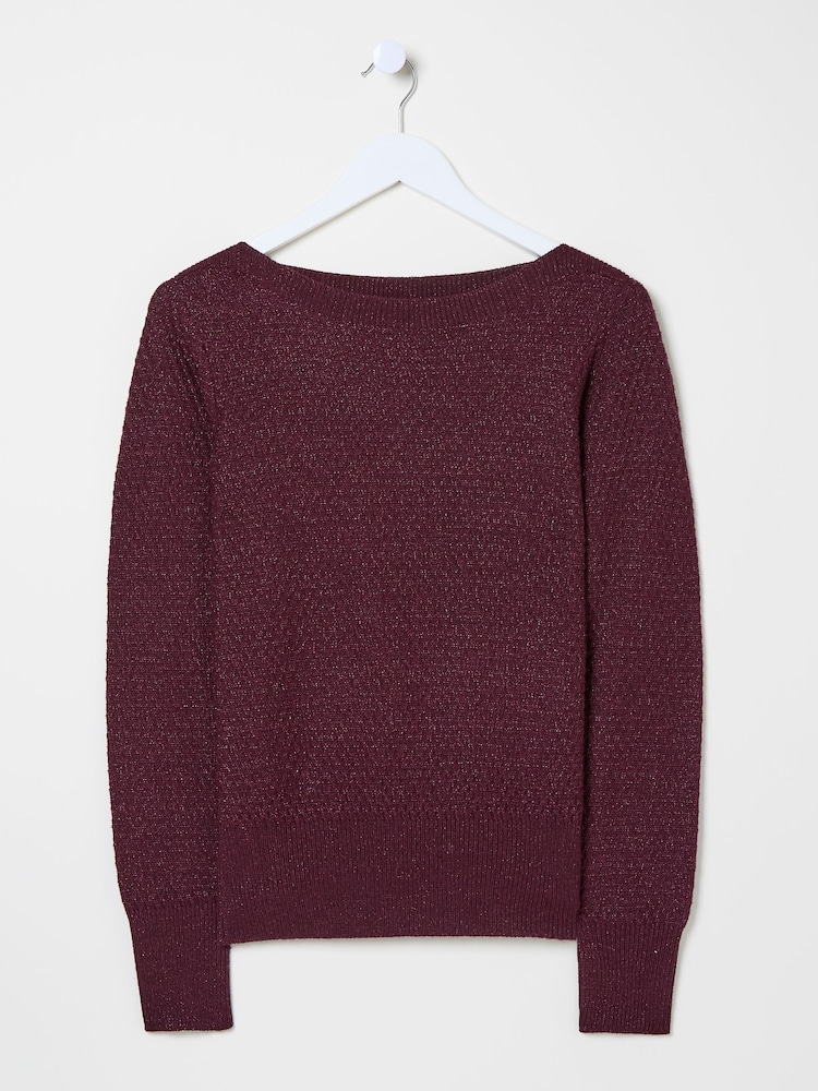 FatFace Red Lara Sparkle Jumper - Image 5 of 5