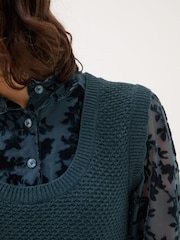 FatFace Dark Teal Hadley 2 in 1 Devore Jumper - Image 4 of 6