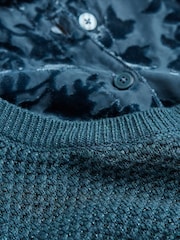 FatFace Dark Teal Hadley 2 in 1 Devore Jumper - Image 6 of 6
