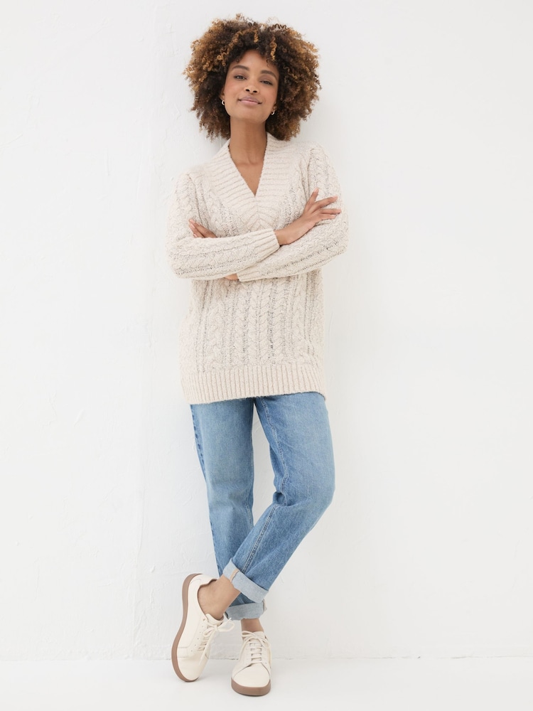 FatFace Ivory Alicia V-Neck Tunic - Image 1 of 6