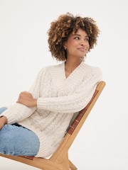 FatFace Ivory Alicia V-Neck Tunic - Image 5 of 6