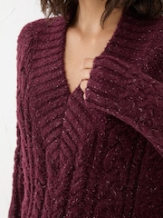 FatFace Dark Red Alicia V-Neck Tunic - Image 5 of 6