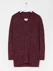 FatFace Dark Red Alicia V-Neck Tunic - Image 6 of 6