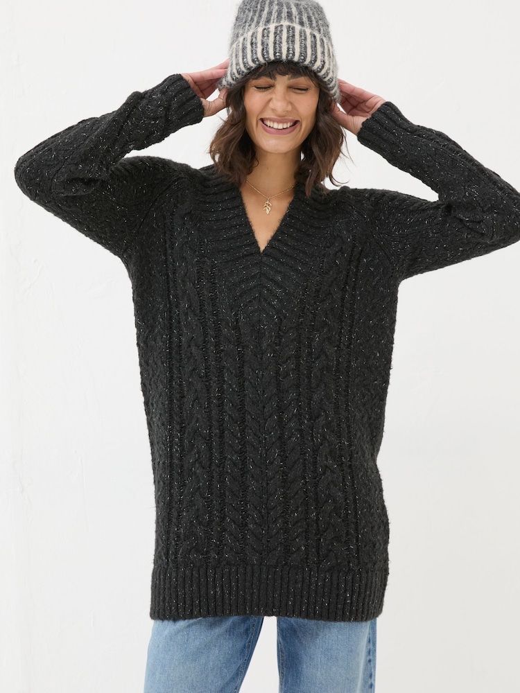 FatFace Black Alicia V-Neck Tunic - Image 1 of 6 FatFace Black Alicia V-Neck Tunic - Image 1 of 6