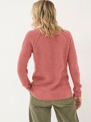 FatFace Ella Dusky Orange Textured Jumper - Image 2 of 4
