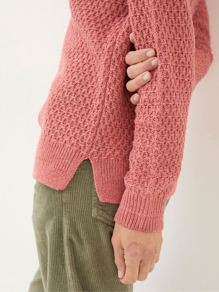 FatFace Ella Dusky Orange Textured Jumper - Image 4 of 4