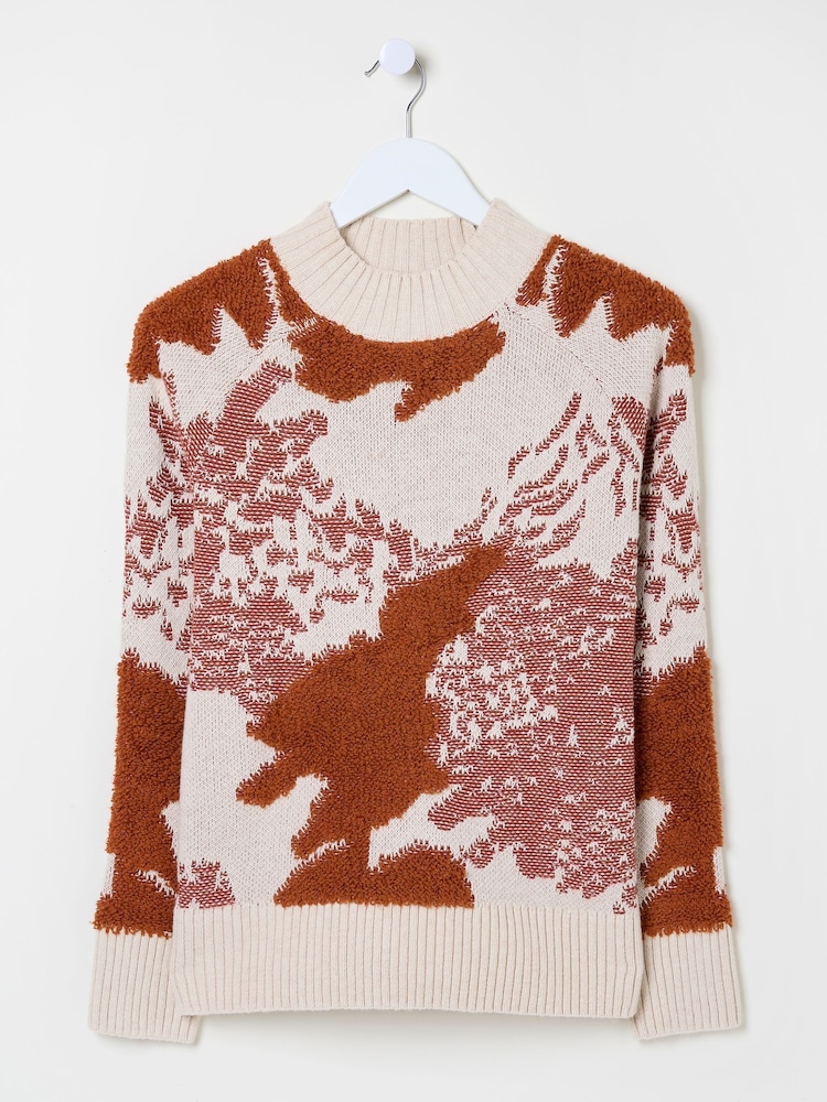 FatFace Natural Pattern Funnel Neck - Image 6 of 6