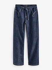 Mittelblau - Schlagjeans mit Gürtel und Taschen aus 100 % Baumwolle - Bild 6 von 8