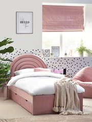 Opulent Velvet Blush Pink Kids Rainbow Upholstered Drawer Storage Bed Drawer Bed - Image 1 of 8