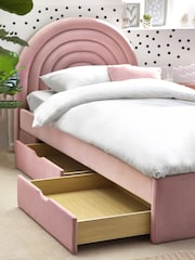 Opulent Velvet Blush Pink Kids Rainbow Upholstered Drawer Storage Bed Drawer Bed - Image 3 of 8