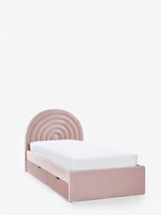 Opulent Velvet Blush Pink Kids Rainbow Upholstered Drawer Storage Bed Drawer Bed - Image 6 of 8