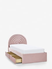 Opulent Velvet Blush Pink Kids Rainbow Upholstered Drawer Storage Bed Drawer Bed - Image 7 of 8