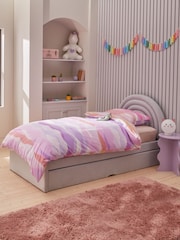 Opulent Velvet Lilac Purple Kids Rainbow Upholstered Trundle Bed - Image 1 of 11