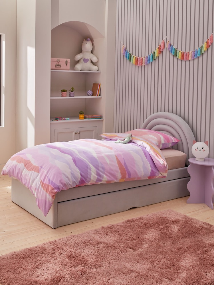 Opulent Velvet Lilac Purple Kids Rainbow Upholstered Trundle Bed - Image 1 of 11