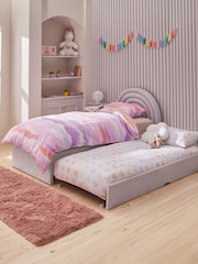 Opulent Velvet Lilac Purple Kids Rainbow Upholstered Trundle Bed - Image 2 of 11