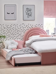 Opulent Velvet Blush Pink Kids Rainbow Upholstered Trundle Bed - Image 1 of 11