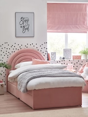 Opulent Velvet Blush Pink Kids Rainbow Upholstered Trundle Bed - Image 2 of 11