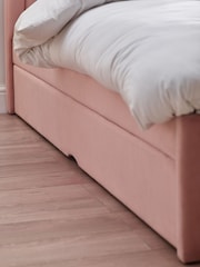 Opulent Velvet Blush Pink Kids Rainbow Upholstered Trundle Bed - Image 3 of 11