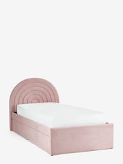 Opulent Velvet Blush Pink Kids Rainbow Upholstered Trundle Bed - Image 6 of 11