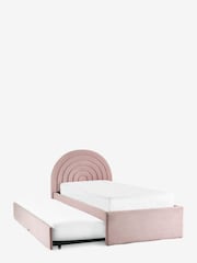 Opulent Velvet Blush Pink Kids Rainbow Upholstered Trundle Bed - Image 7 of 11