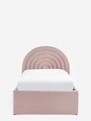 Opulent Velvet Blush Pink Kids Rainbow Upholstered Trundle Bed - Image 8 of 11