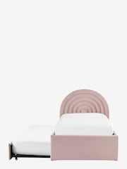 Opulent Velvet Blush Pink Kids Rainbow Upholstered Trundle Bed - Image 9 of 11